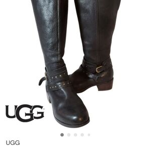 UGG Women's Black Heeled Boots with Buckle Detail